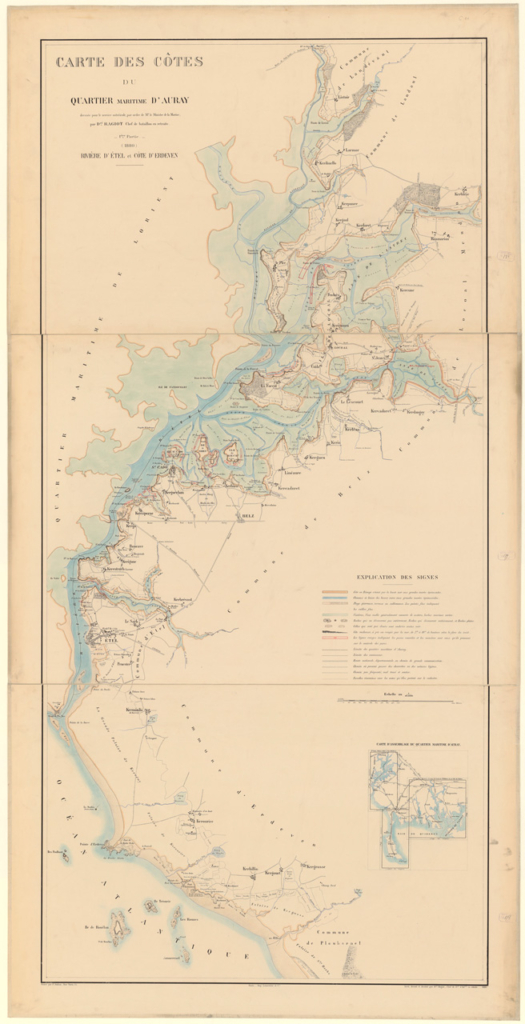 Carte des côtes de la rivière d'Etel en 1880