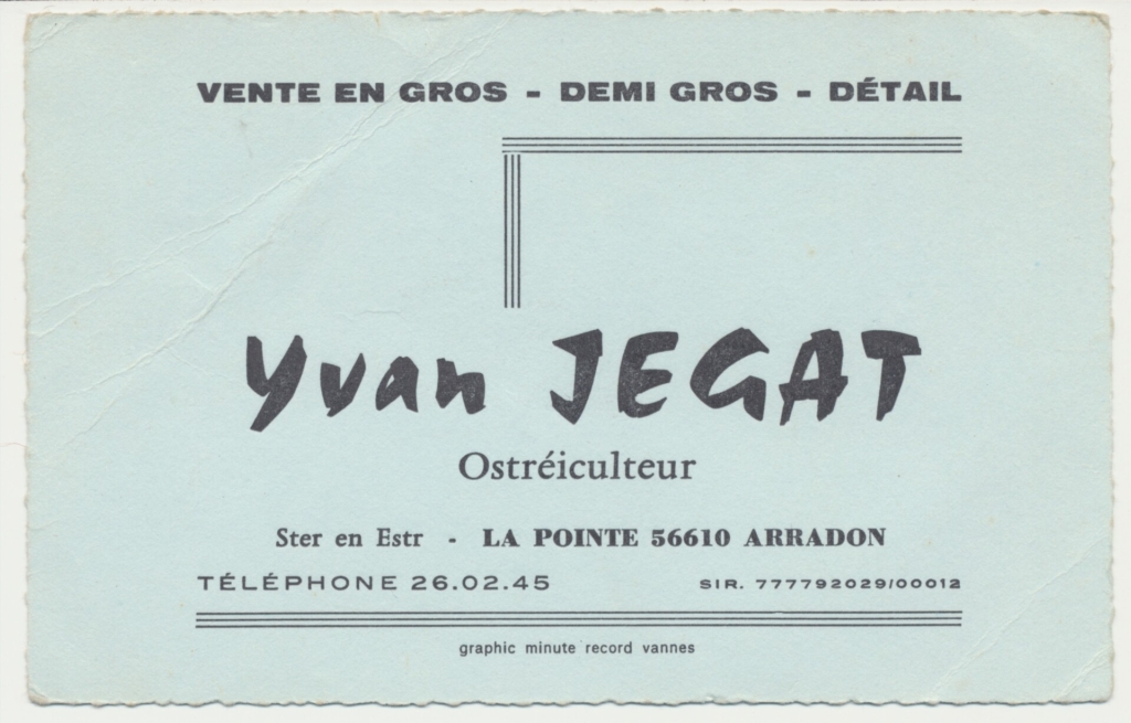 Ets Jegat carte de visite Yvan Jegat