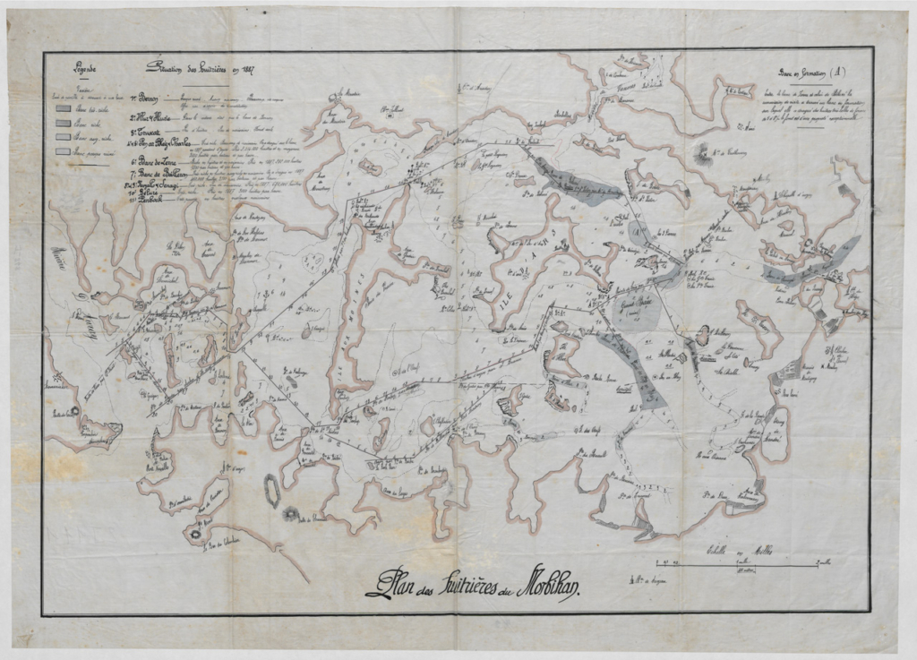 Plan des huitrières du Morbihan en 1887