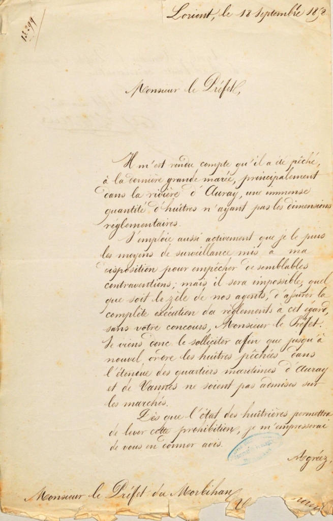 Protection et pêche non réglementaire en rivière d'Auray -1892 (Crédit : AD56)