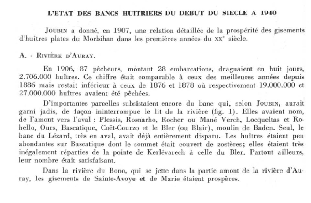 Etat des bancs 1906 Rivière d'Auray
