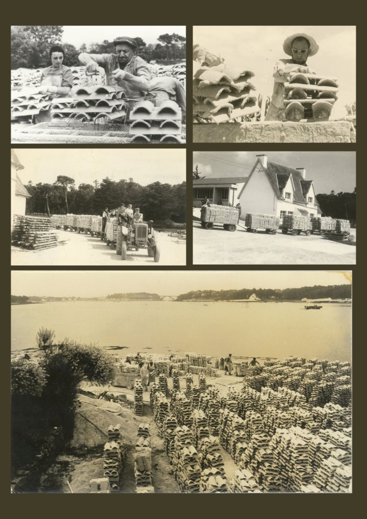 Préparation des tuiles et chaulage Rémi le Port Le Luffang Crach (Source : Huîtres Henry)