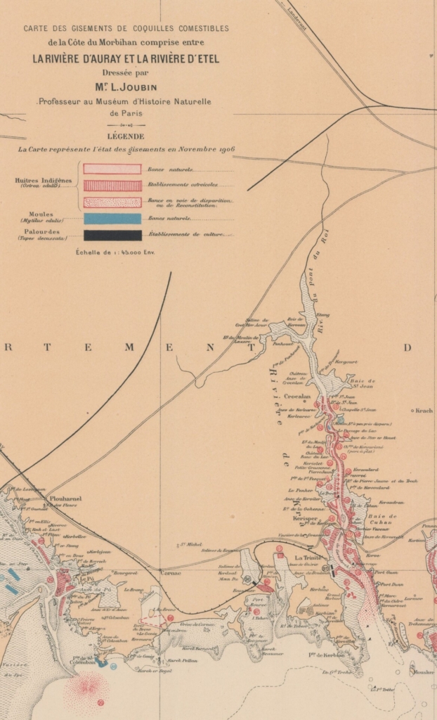 Carte des gisements en rivière de Crach Joubin 1906 